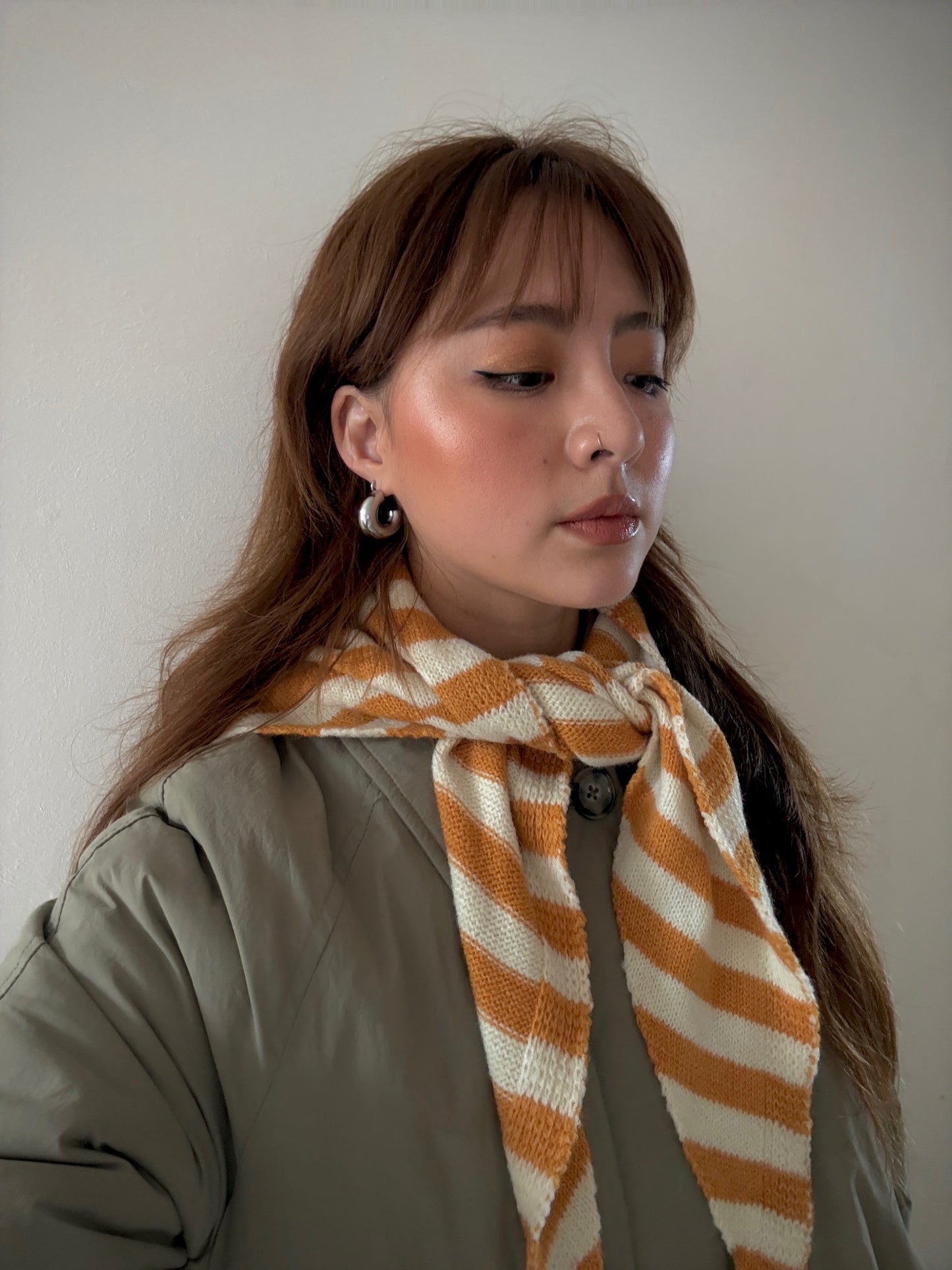 Wool-Blend Stripe Triangle Scarf